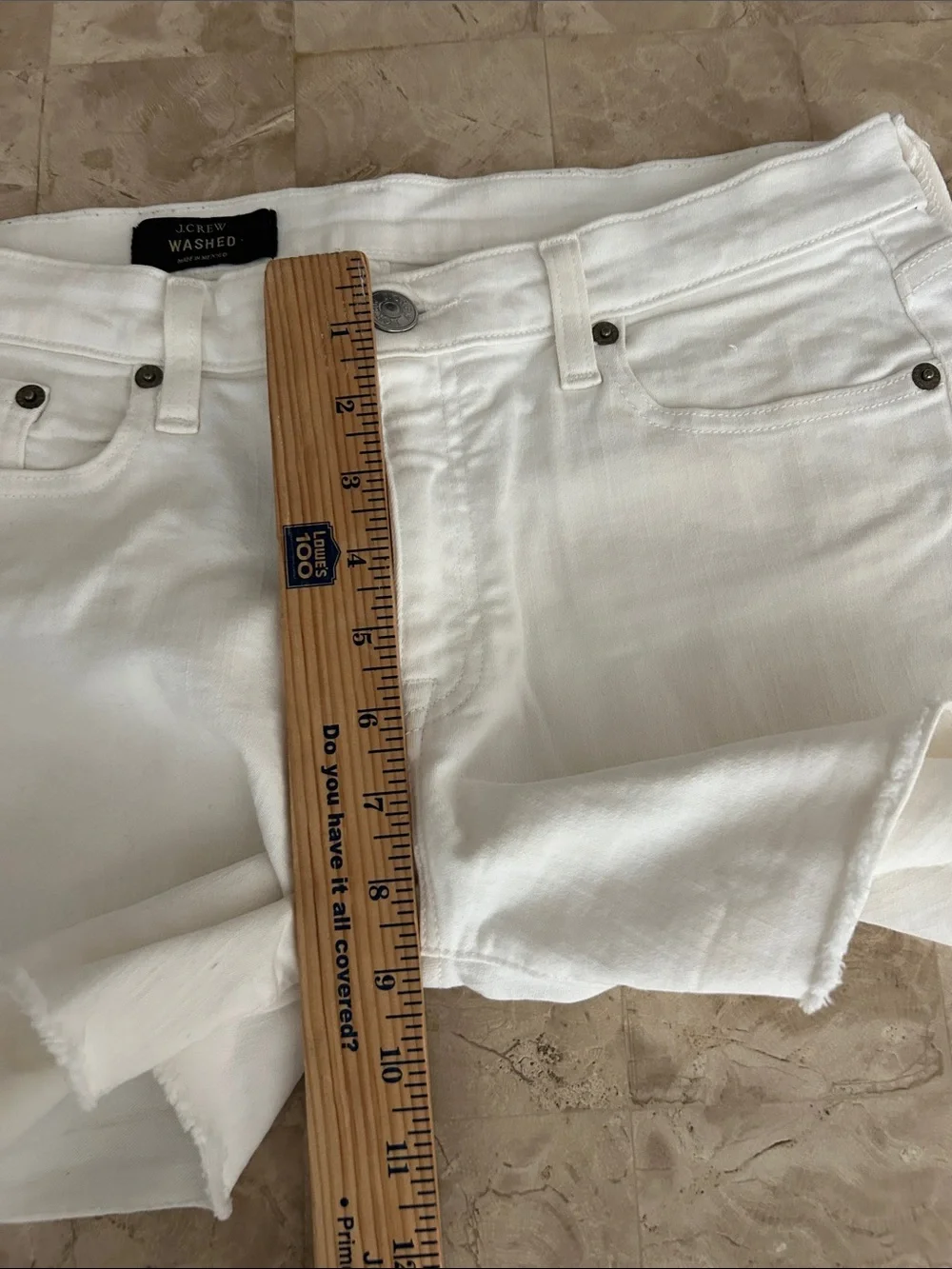 J.Crew Washed White Raw Hem Jean Shorts 28